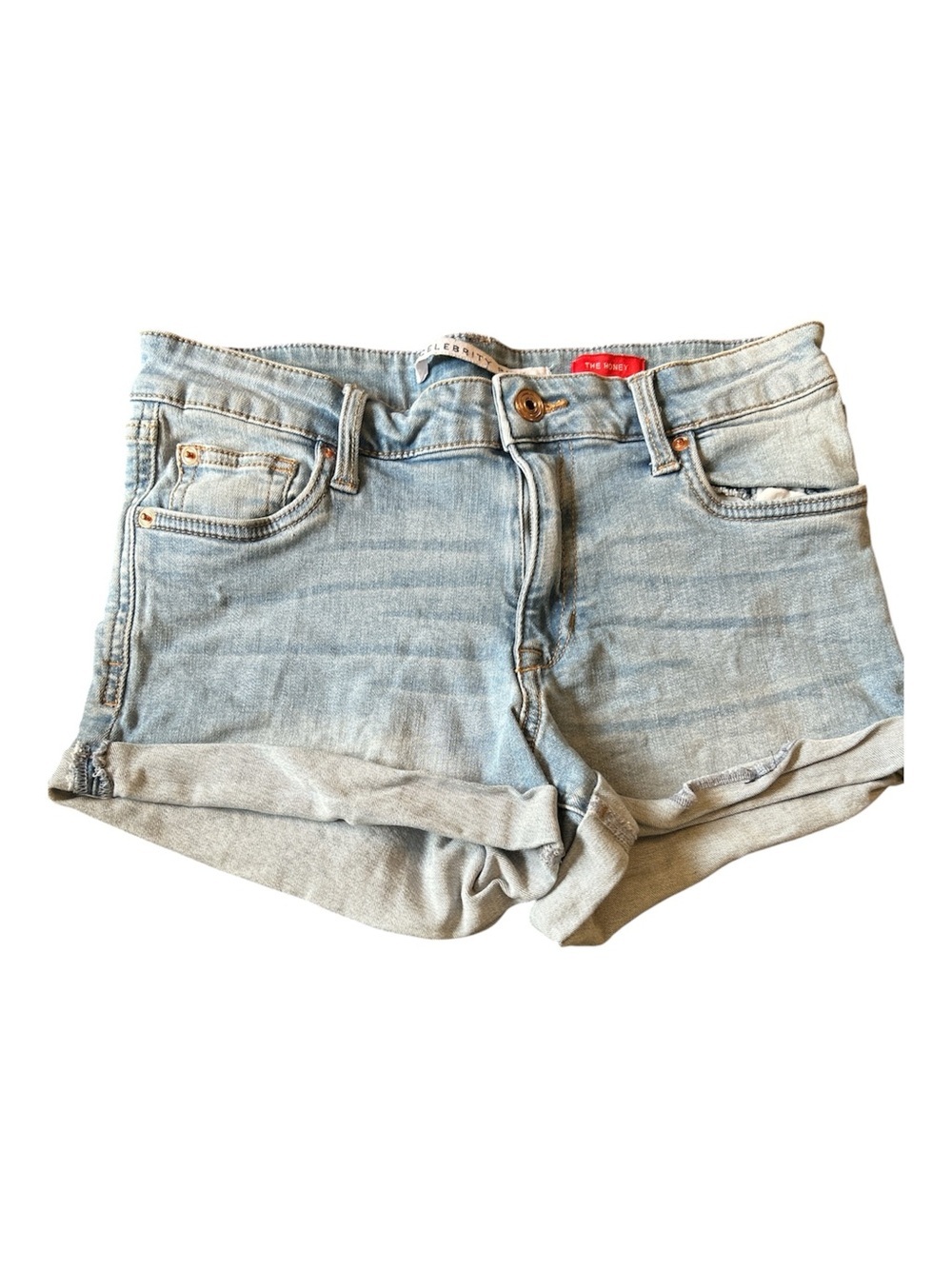 Celebrity Pink The Honey Women Light Wash Denim Rolled Hem Shorts Size 5